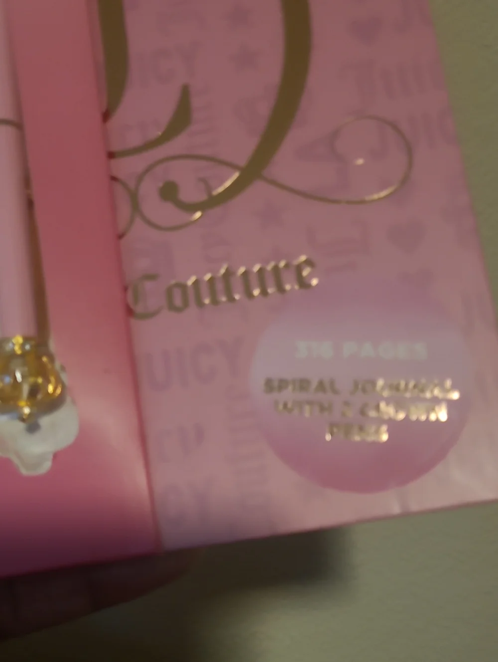 Juicy Couture Pink Spiral Notebook with Gold Accent Pens